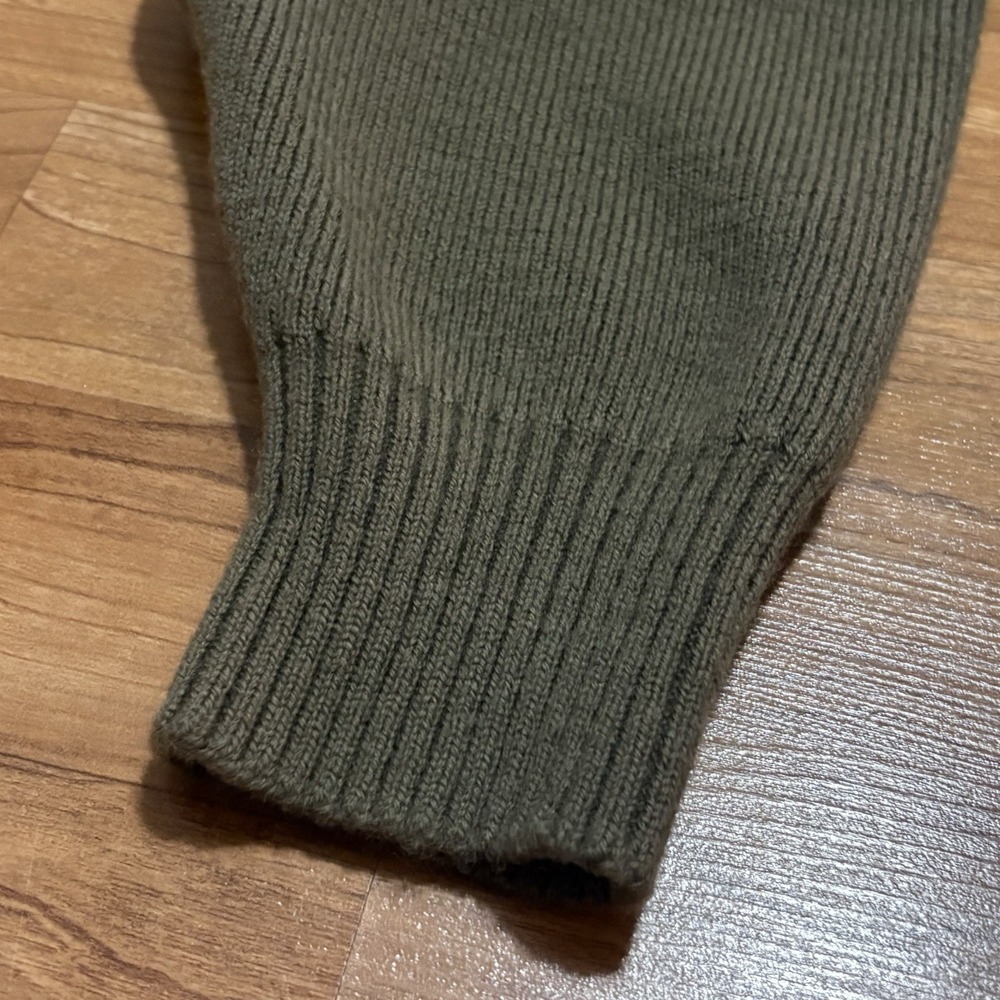 Filson Mens Peat Green Virgin Wool Shoulder Panels Henley Guide Sweater Size S/M - Picture 3 of 12
